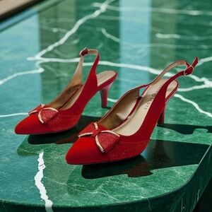 Karen Scott Sz 9.5 Elegant Red Slingback Heels Gladiss
